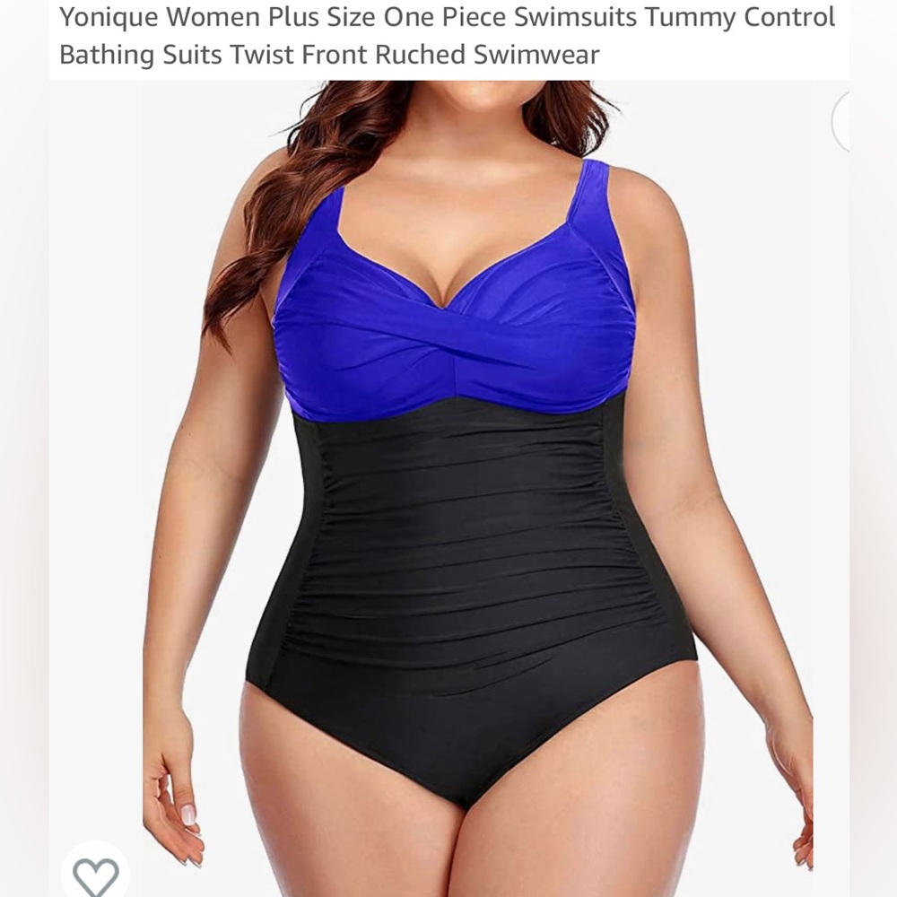 EUC Swimsuit Black and Royal Blue, Plus Size